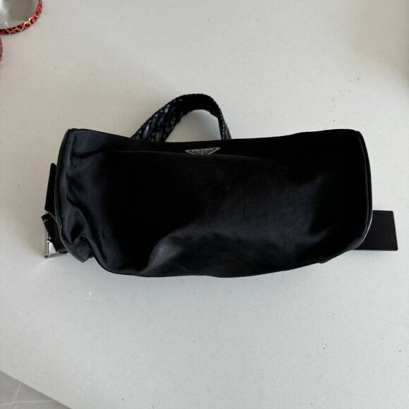 Prada Semitracolla nylon black purse Authentic Leather Handle RARE See Photos - Picture 6 of 14